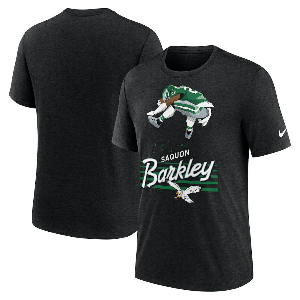 Saquon Barkley Philadelphia Eagles Player Graphic T-Shirt - Heather Black T-shirts