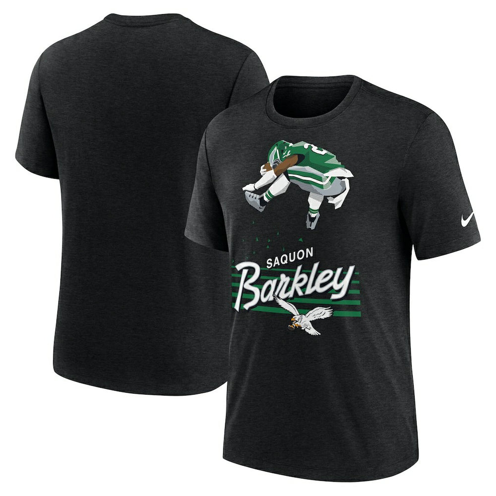 Saquon Barkley Philadelphia Eagles Player Graphic T-Shirt - Heather Black T-shirts