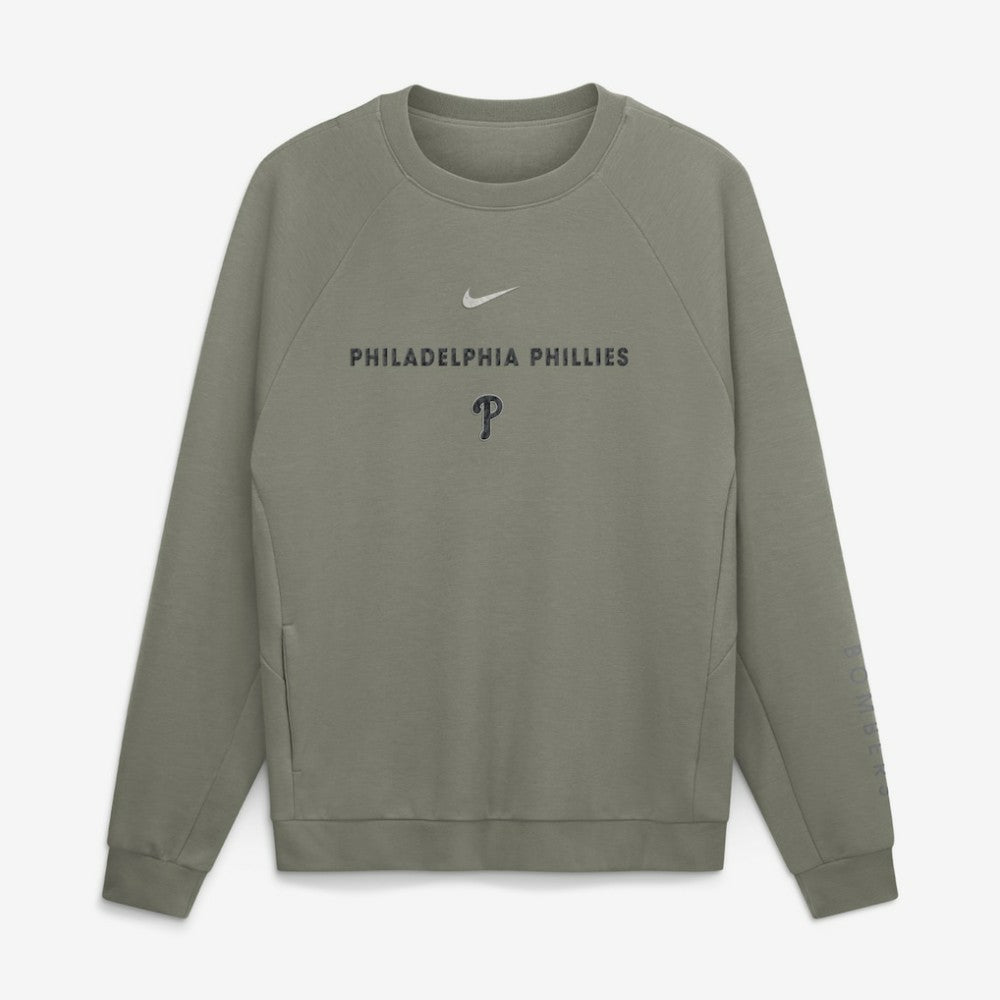 Philadelphia Phillies Nike Statement Primary Raglan Dri-FIT Sweatshirt - Olive Sweatshirts