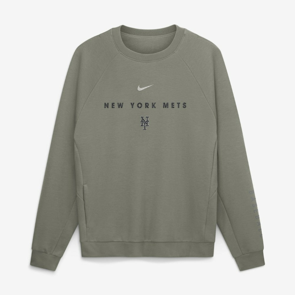 New York Mets Nike Statement Primary Raglan Dri-FIT Sweatshirt - Olive Sweatshirts