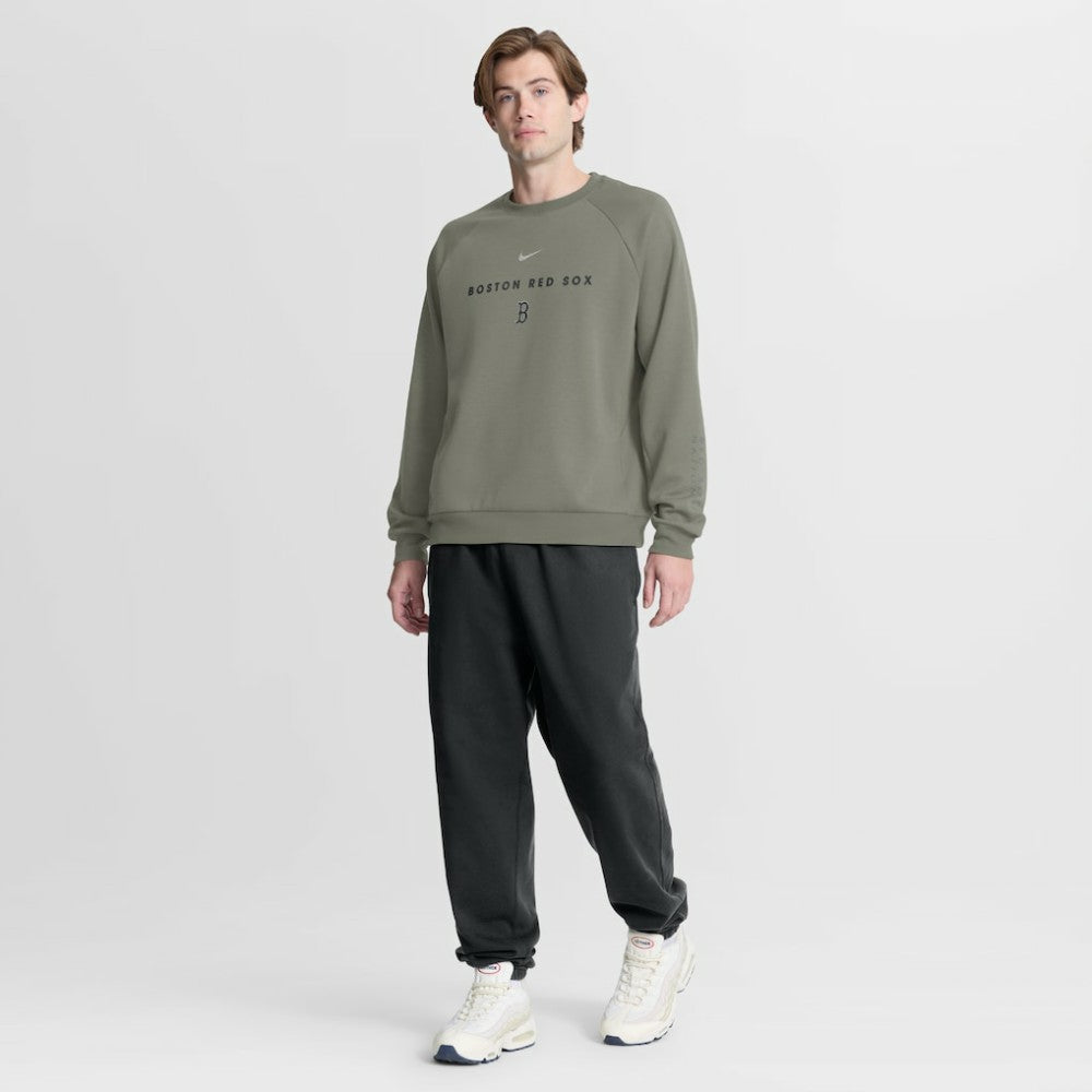 Boston Red Sox Nike Statement Primary Raglan Dri-FIT Sweatshirt - Olive Sweatshirts
