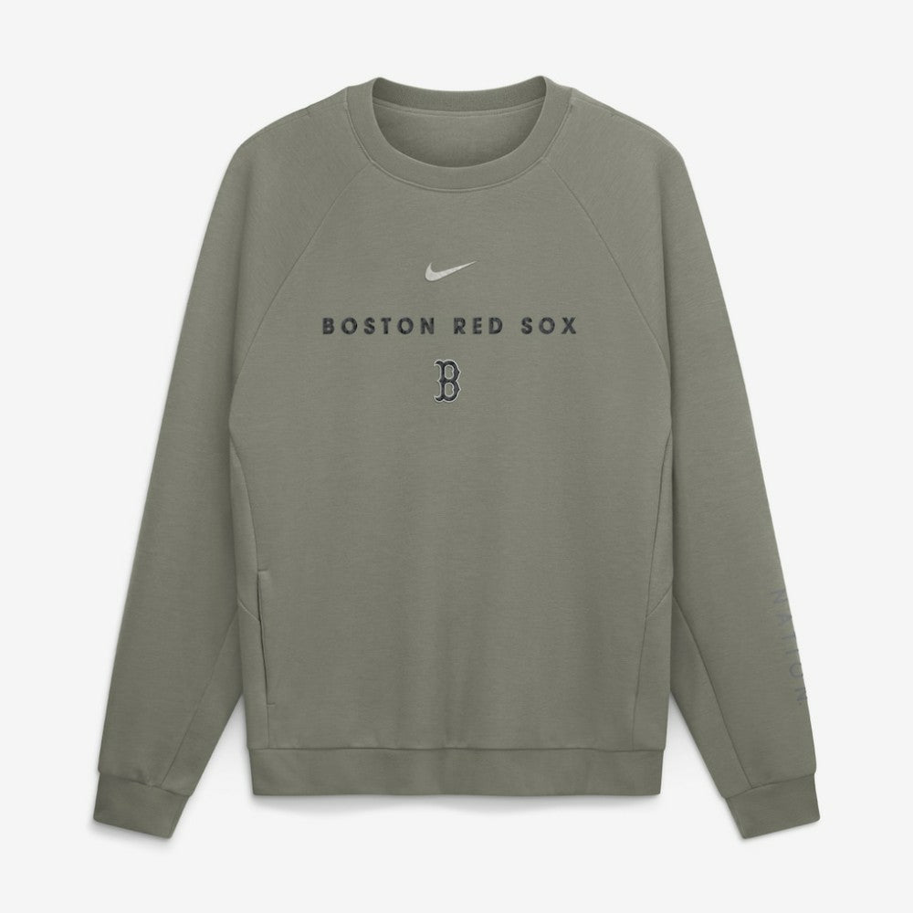 Boston Red Sox Nike Statement Primary Raglan Dri-FIT Sweatshirt - Olive Sweatshirts