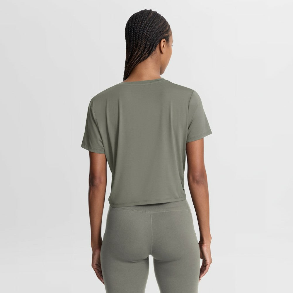 Los Angeles Dodgers Nike Women's One Twist Dri-FIT Cropped T-Shirt - Olive T-shirts