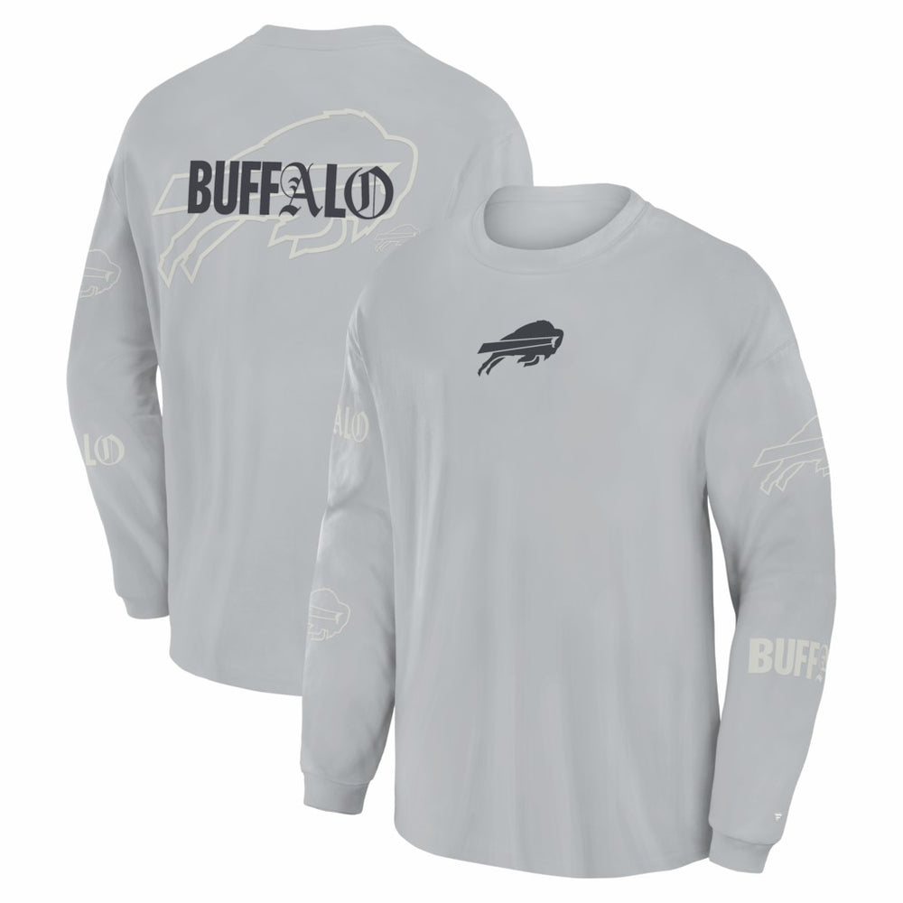 Buffalo Bills Oversized Type Play Long Sleeve T-Shirt - Gray T-shirts