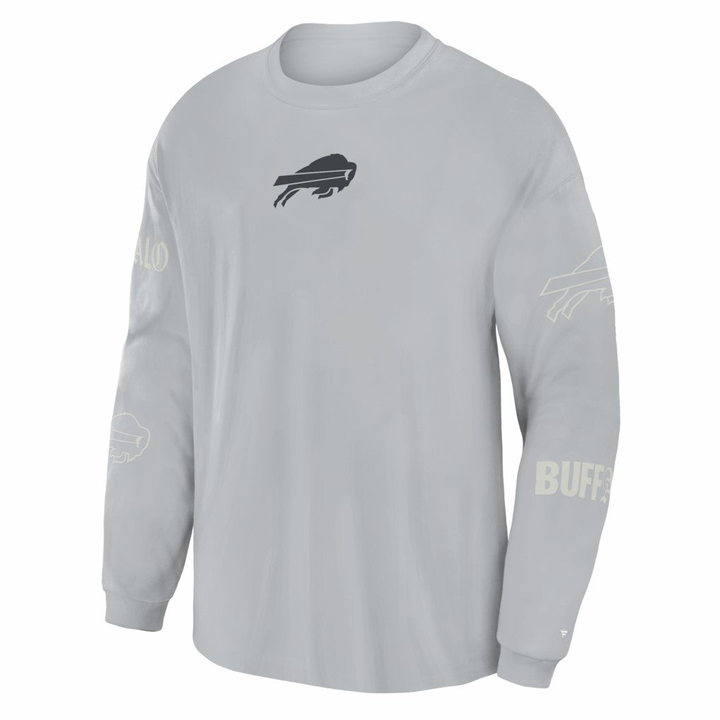 Buffalo Bills Oversized Type Play Long Sleeve T-Shirt - Gray T-shirts