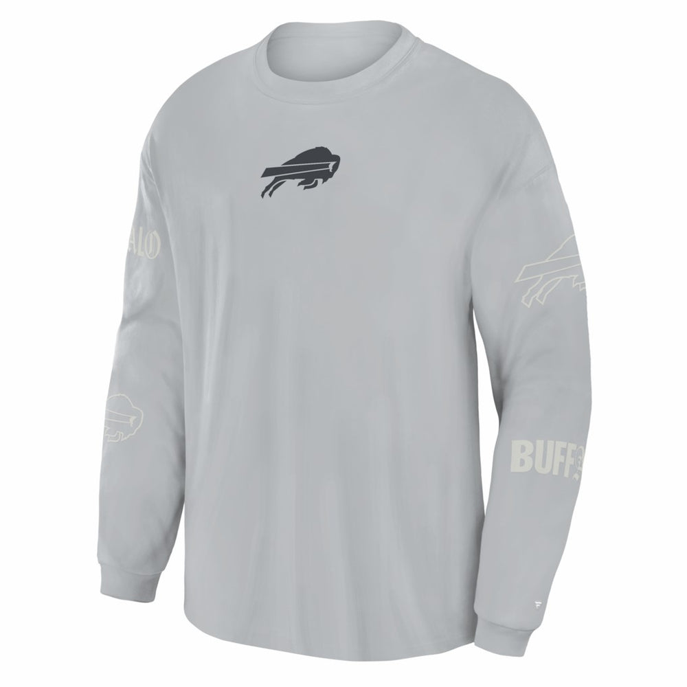 Buffalo Bills Oversized Type Play Long Sleeve T-Shirt - Gray T-shirts