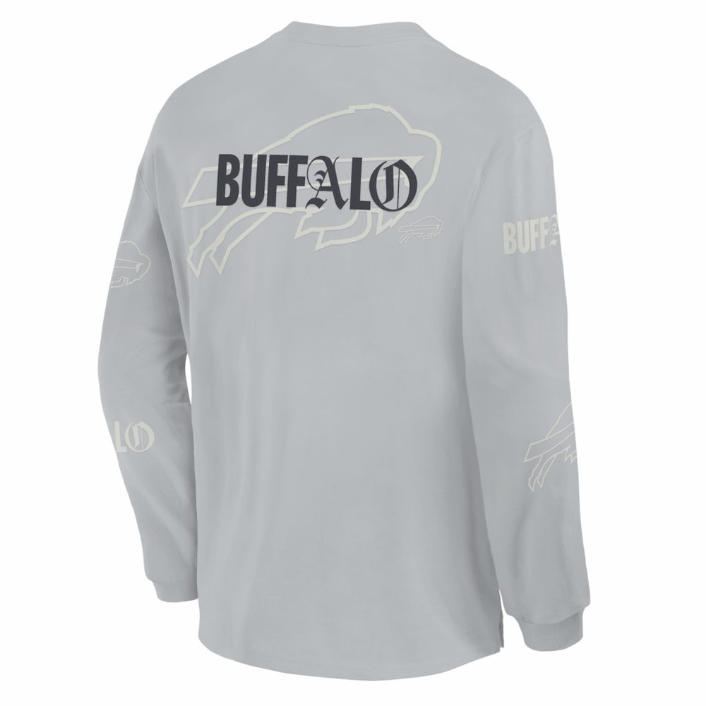 Buffalo Bills Oversized Type Play Long Sleeve T-Shirt - Gray T-shirts