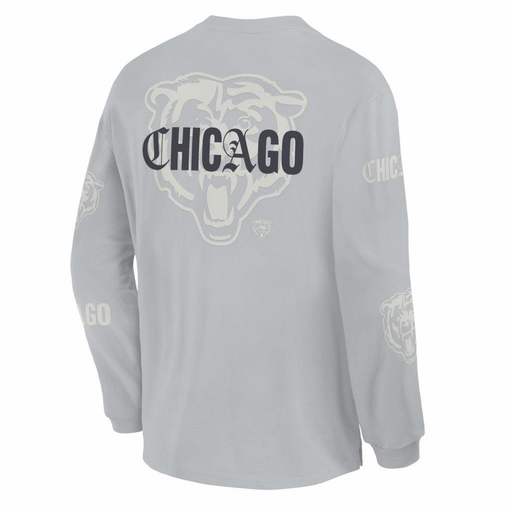 Chicago Bears Oversized Type Play Long Sleeve T-Shirt - Gray T-shirts