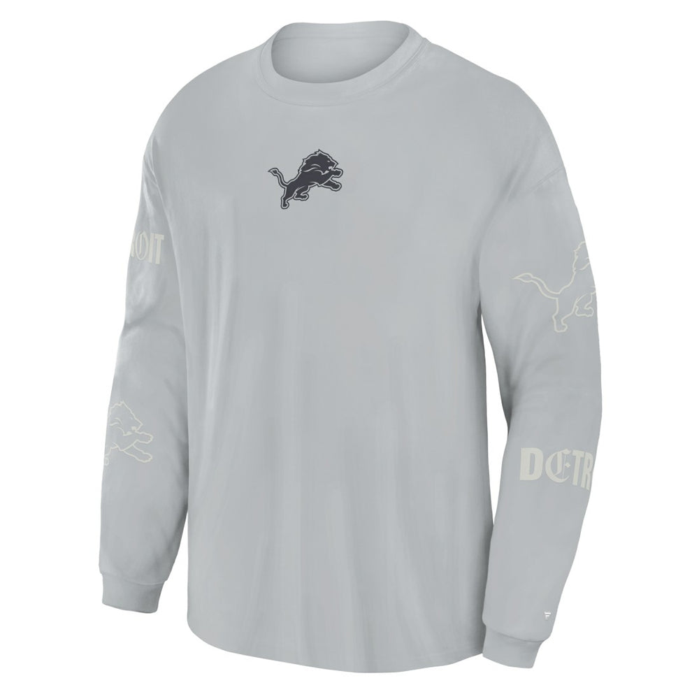 Detroit Lions Oversized Type Play Long Sleeve T-Shirt - Gray T-shirts