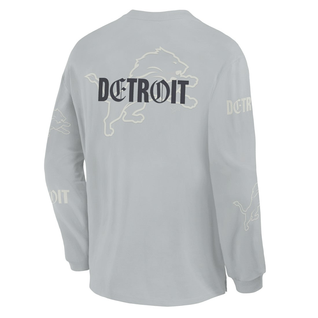 Detroit Lions Oversized Type Play Long Sleeve T-Shirt - Gray T-shirts