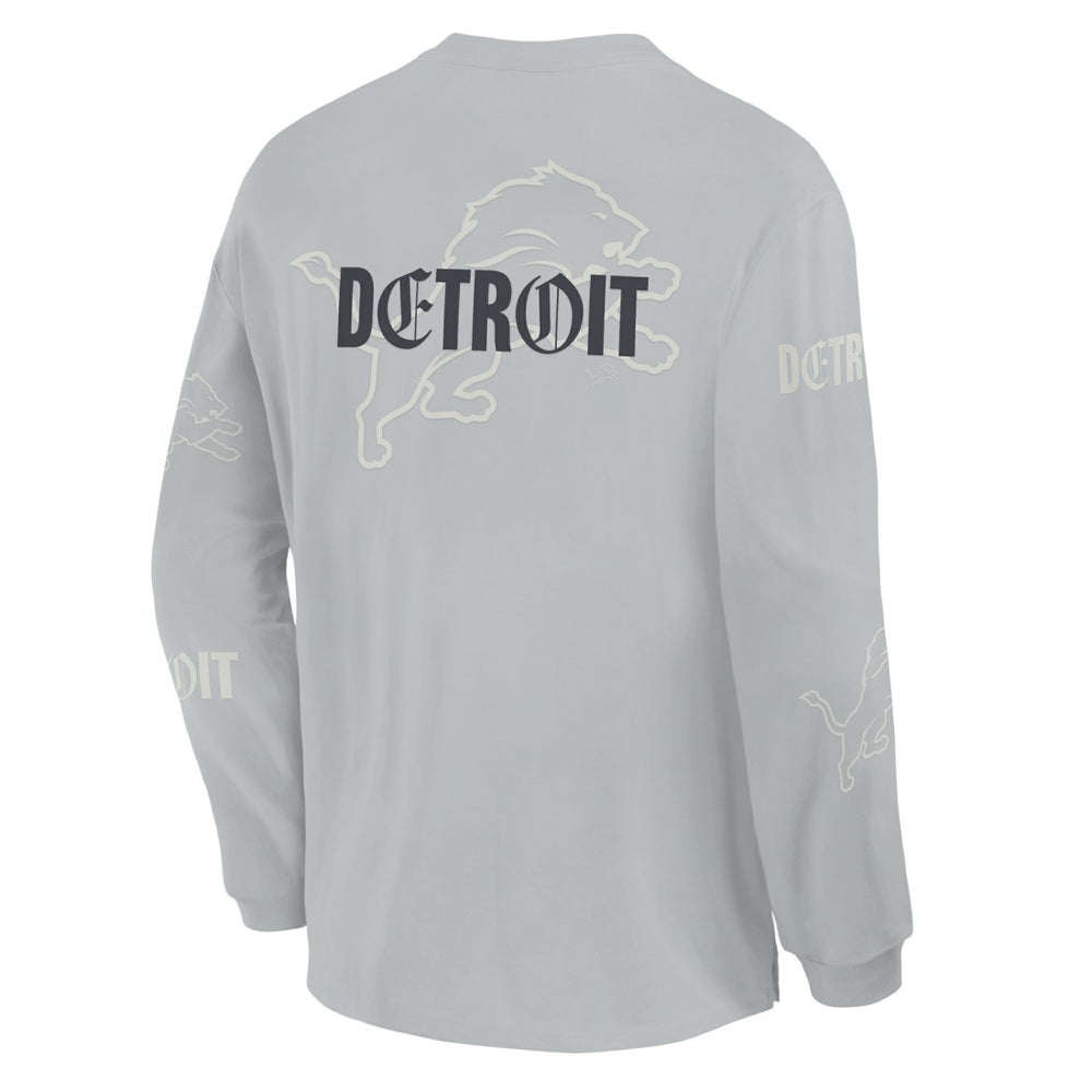 Detroit Lions Oversized Type Play Long Sleeve T-Shirt - Gray T-shirts