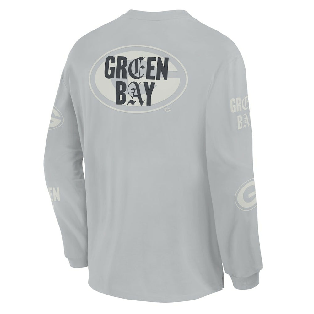 Green Bay Packers Oversized Type Play Long Sleeve T-Shirt - Gray T-shirts