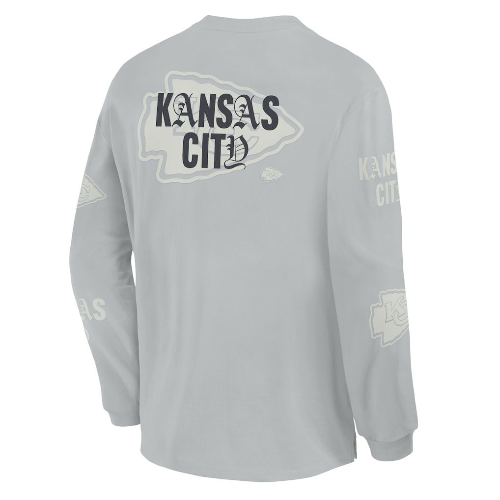 Kansas City Chiefs Oversized Type Play Long Sleeve T-Shirt - Gray T-shirts