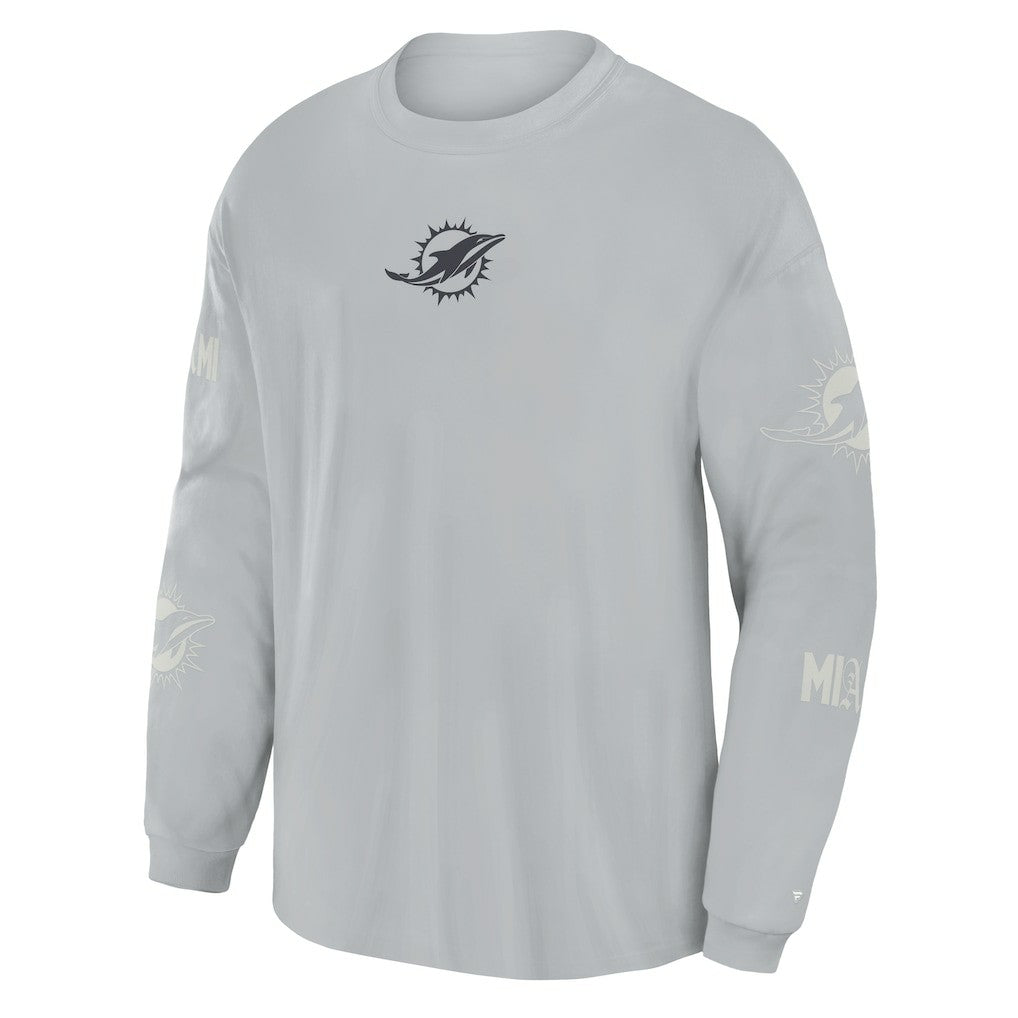 Miami Dolphins Oversized Type Play Long Sleeve T-Shirt - Gray T-shirts