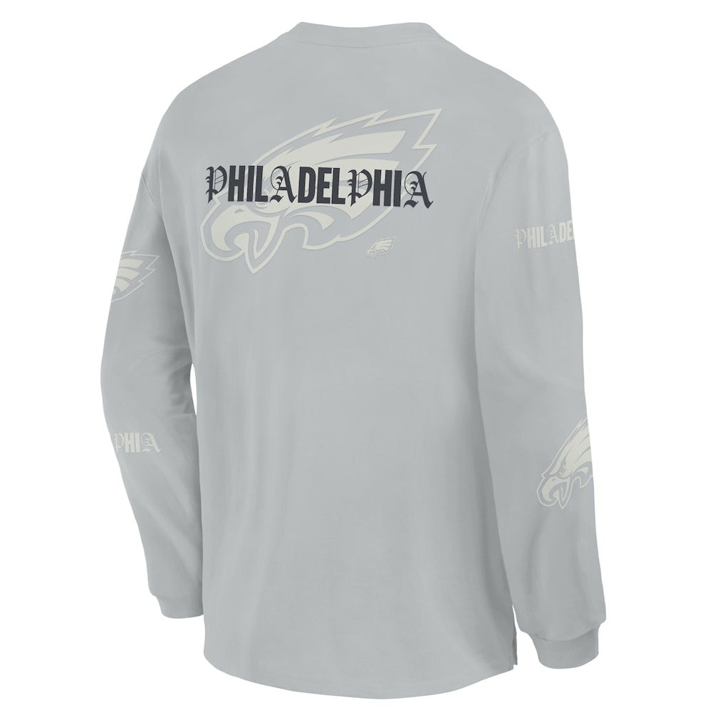 Philadelphia Eagles Oversized Type Play Long Sleeve T-Shirt - Gray T-shirts