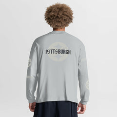 Pittsburgh Steelers Oversized Type Play Long Sleeve T-Shirt - Gray T-shirts