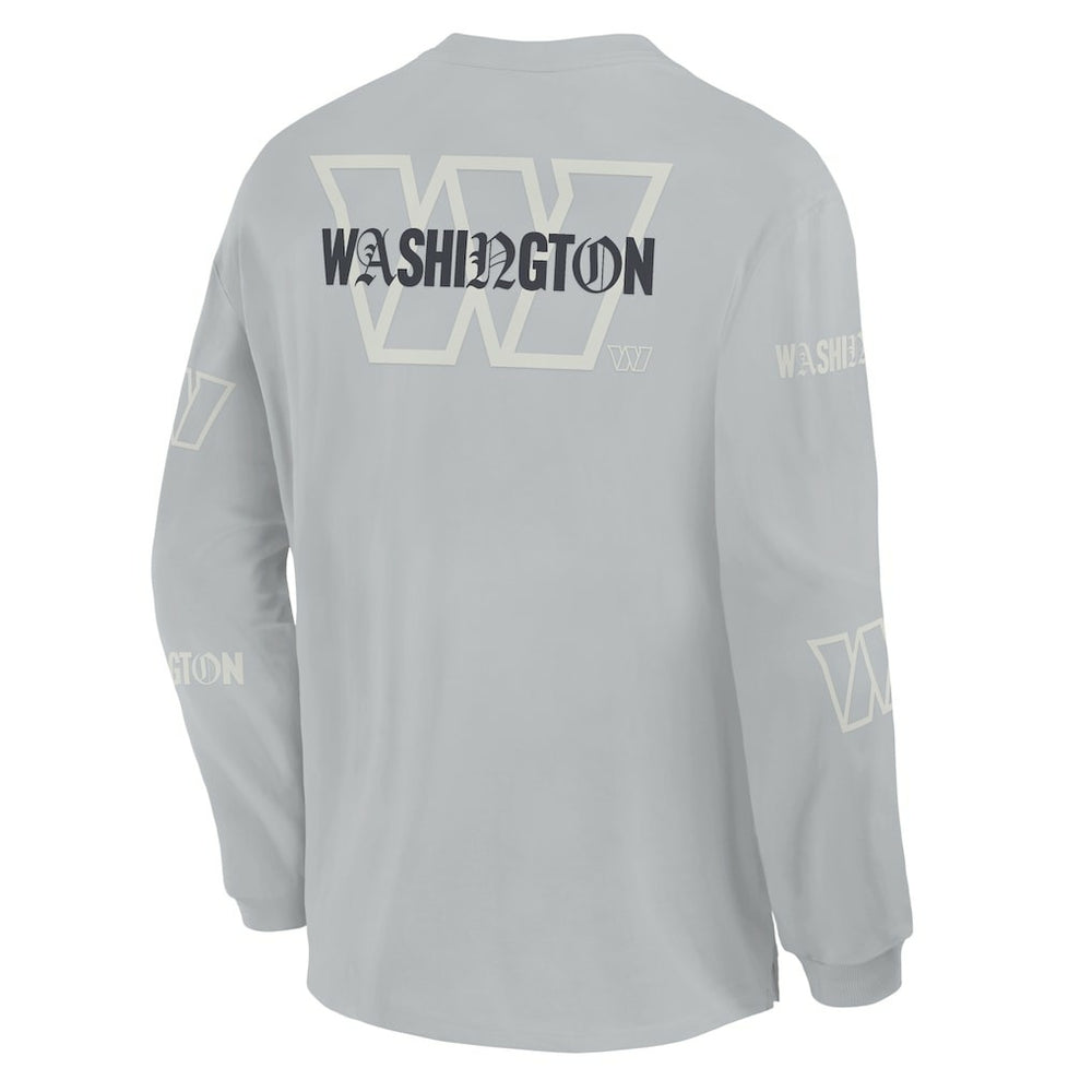 Washington Commanders Oversized Type Play Long Sleeve T-Shirt - Gray T-shirts