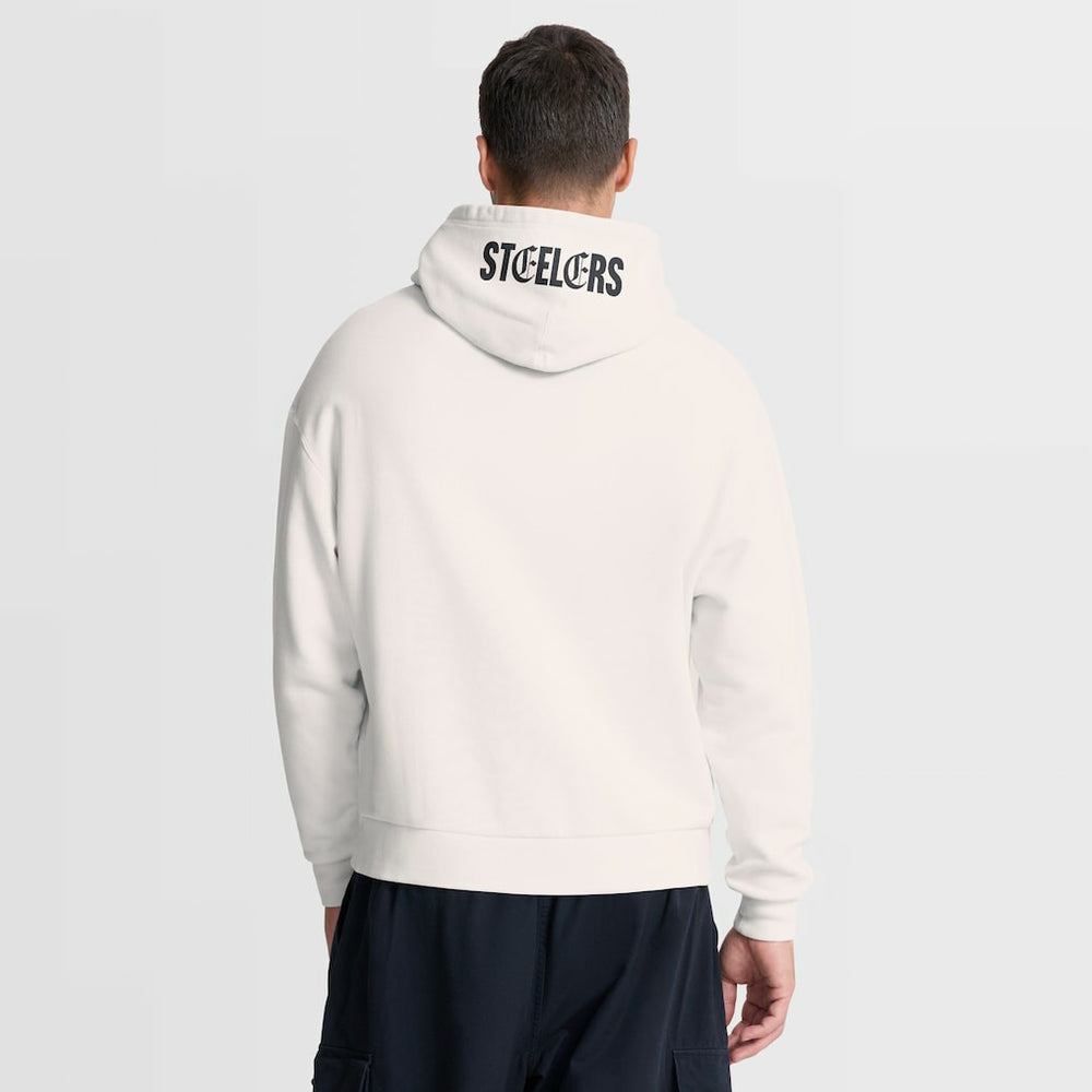 Pittsburgh Steelers Oversized Type Play Location Hoodie - Cream Hoodies