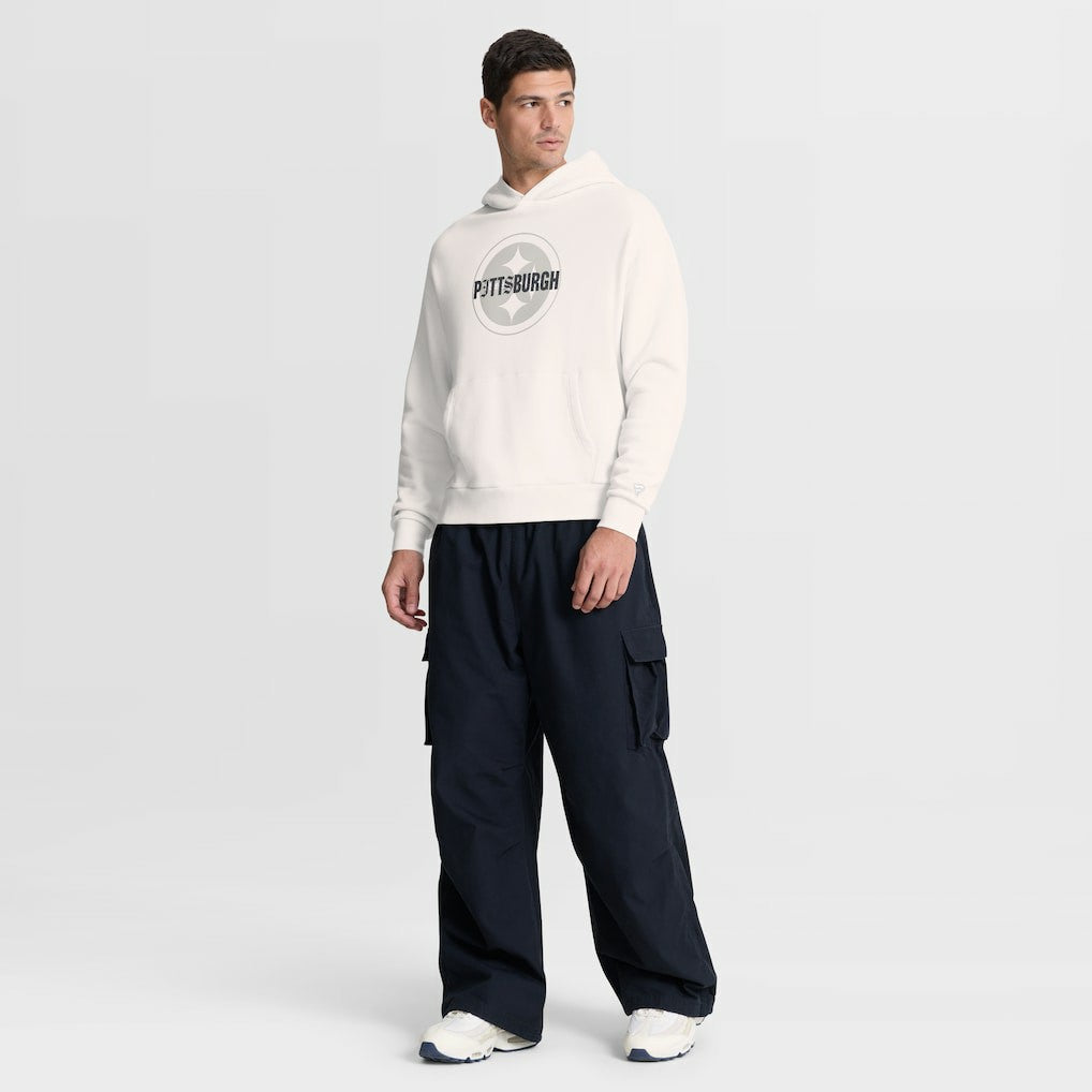 Pittsburgh Steelers Oversized Type Play Location Hoodie - Cream Hoodies