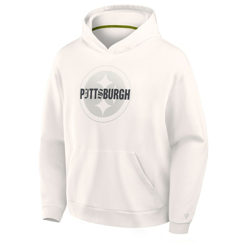 Pittsburgh Steelers Oversized Type Play Location Hoodie - Cream Hoodies