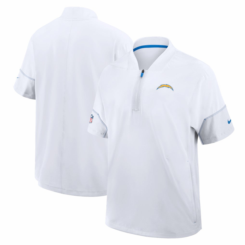 Los Angeles Chargers Sideline Short Sleeve Quarter-Zip Coach Jacket - White Jackets