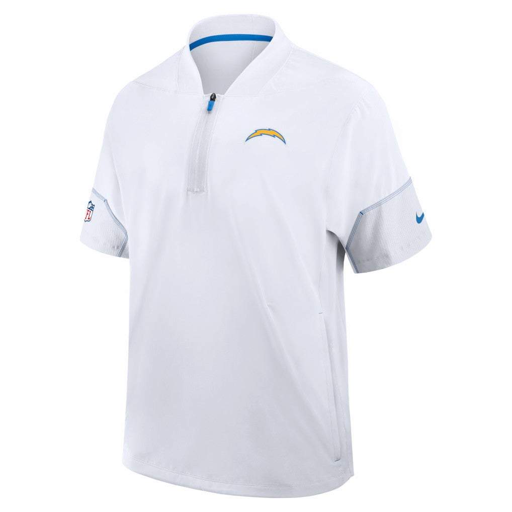 Los Angeles Chargers Sideline Short Sleeve Quarter-Zip Coach Jacket - White Jackets