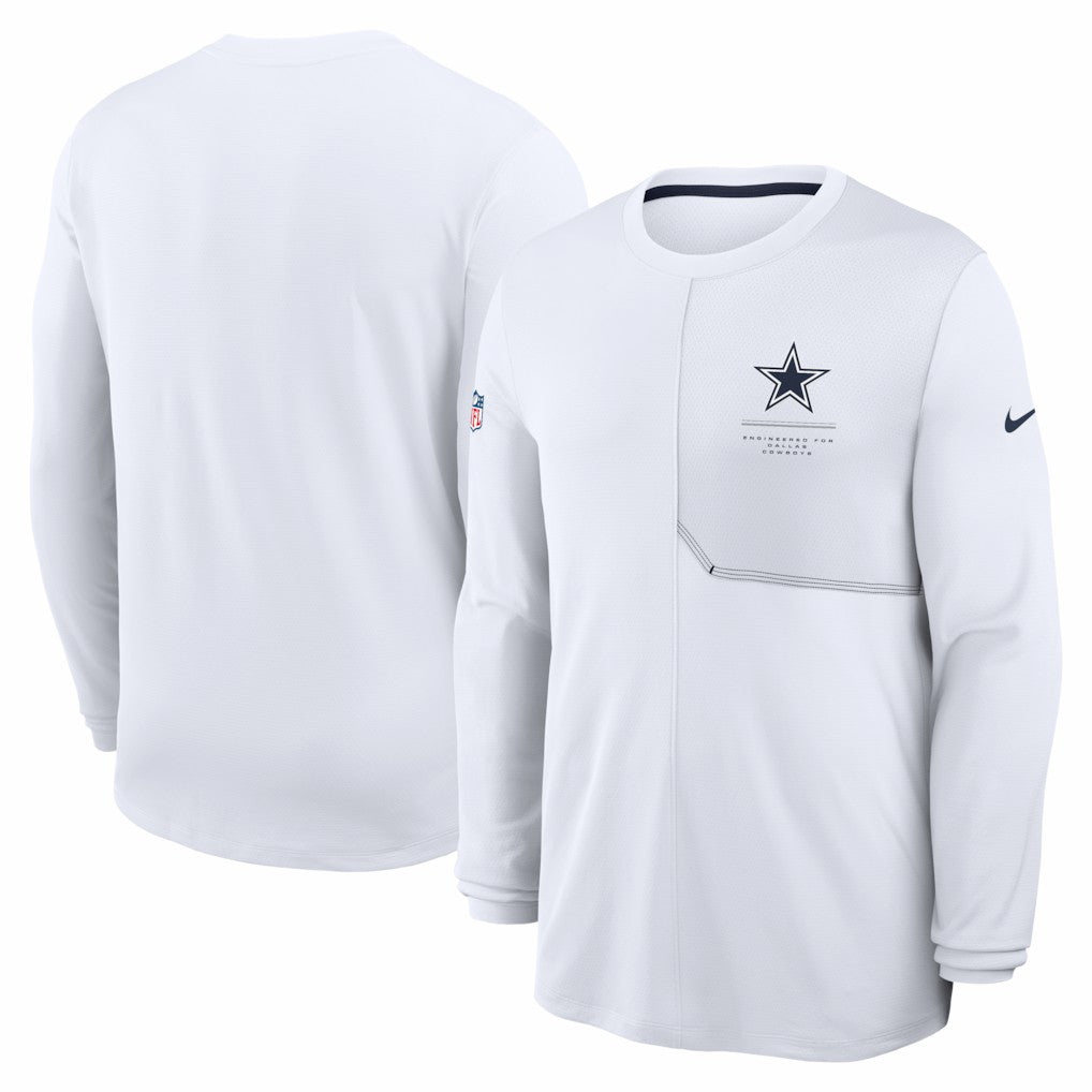 Dallas Cowboys Sideline Coach UV Dri-FIT Long Sleeve Shirt - White