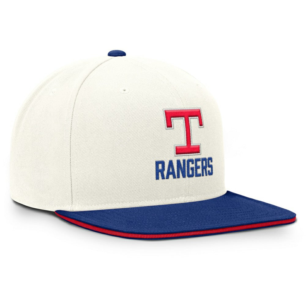 Texas Rangers Nike Cooperstown Pro Dri-FIT Snapback Hat - Cream/Royal Hats