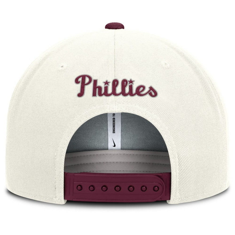 Philadelphia Phillies Nike Cooperstown Pro Dri-FIT Snapback Hat - Cream/Burgundy Hats