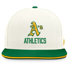 Athletics Nike Cooperstown Pro Dri-FIT Snapback Hat - Cream/Green Hats