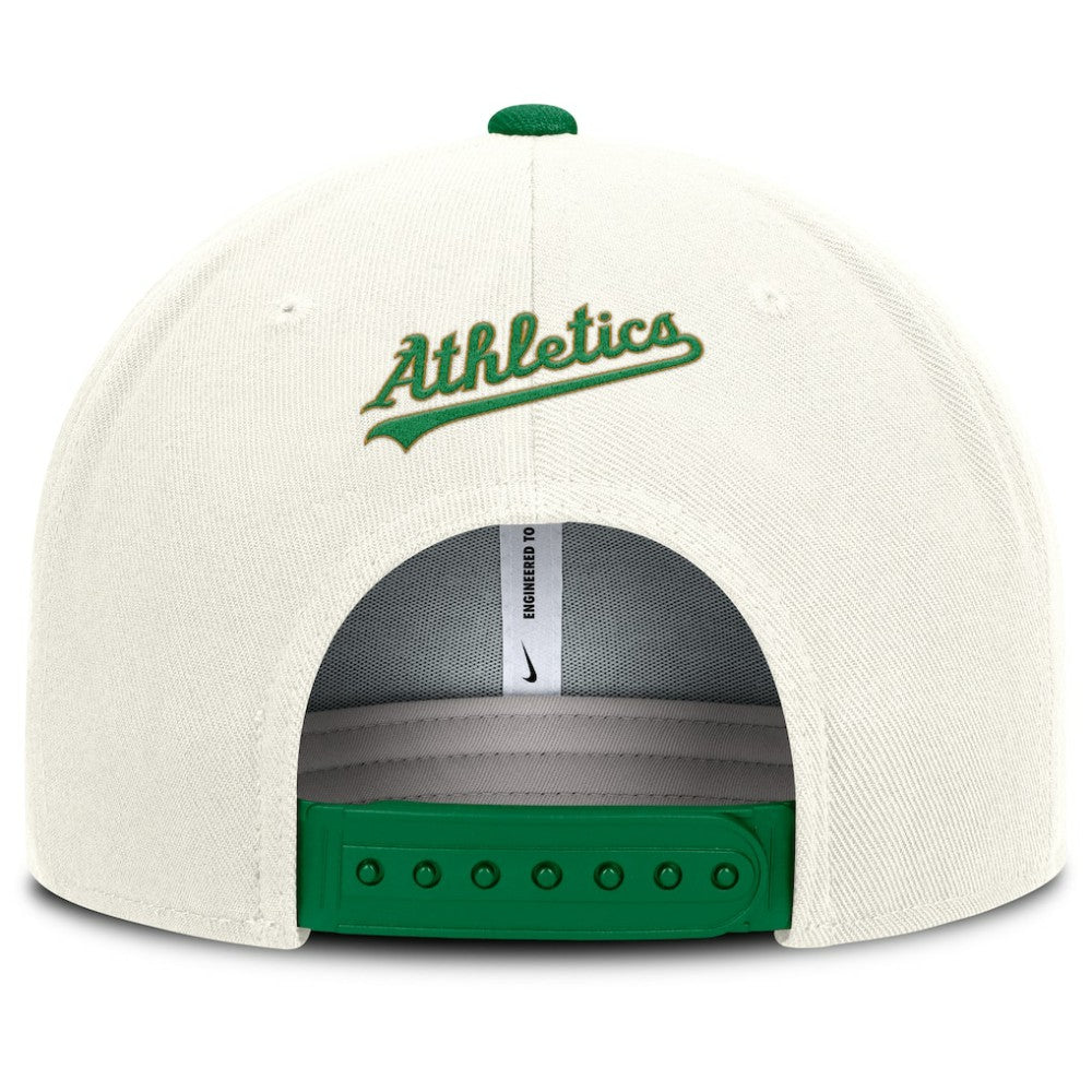 Athletics Nike Cooperstown Pro Dri-FIT Snapback Hat - Cream/Green Hats