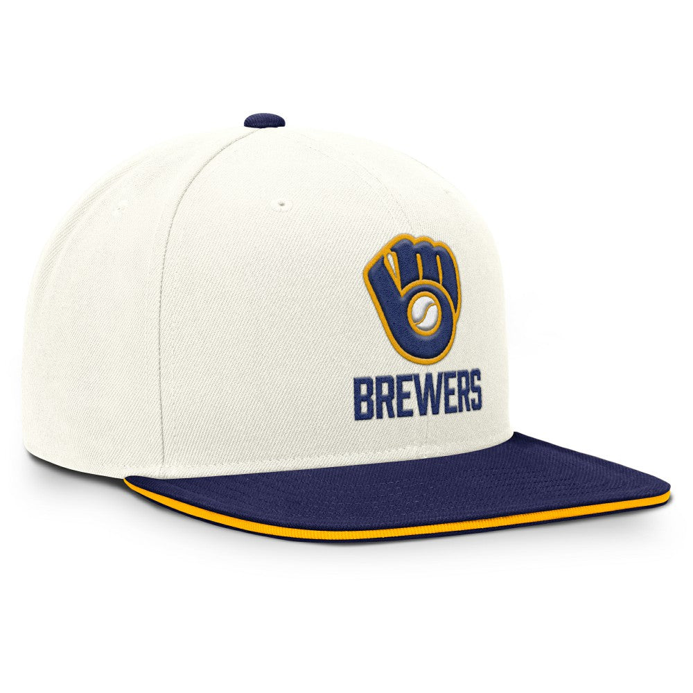 Milwaukee Brewers Nike Cooperstown Pro Dri-FIT Snapback Hat - Cream/Royal Hats