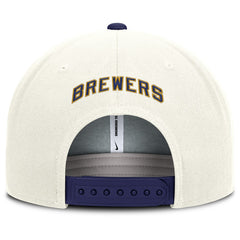 Milwaukee Brewers Nike Cooperstown Pro Dri-FIT Snapback Hat - Cream/Royal Hats