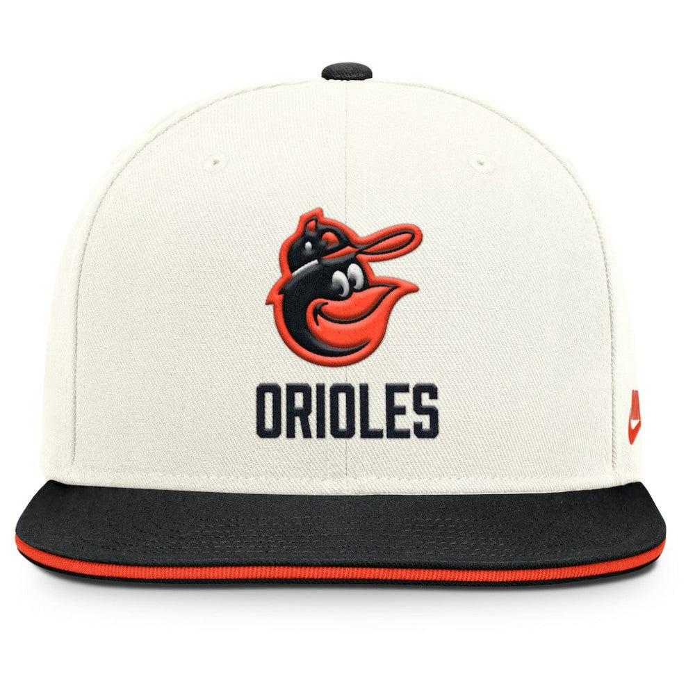 Baltimore Orioles Nike Cooperstown Pro Dri-FIT Snapback Hat - Cream/Black Hats