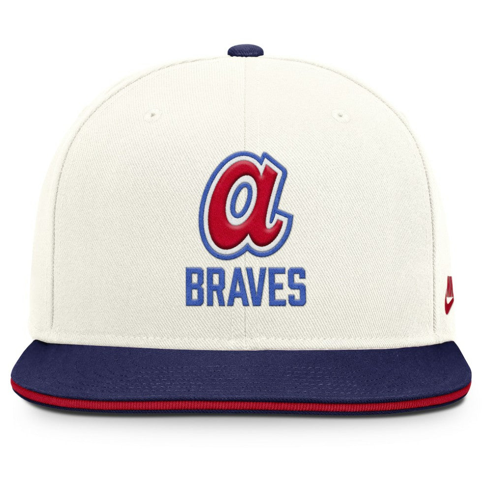 Atlanta Braves Nike Cooperstown Pro Dri-FIT Snapback Hat - Cream/Royal Hats