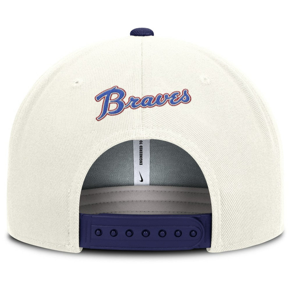 Atlanta Braves Nike Cooperstown Pro Dri-FIT Snapback Hat - Cream/Royal Hats