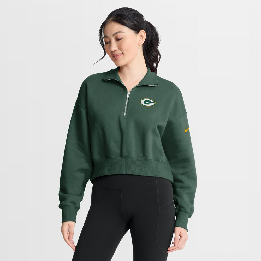 Green Bay Packers Women's Phoenix Fleece Quarter-Zip Sweatshirt - Green Sweatshirts