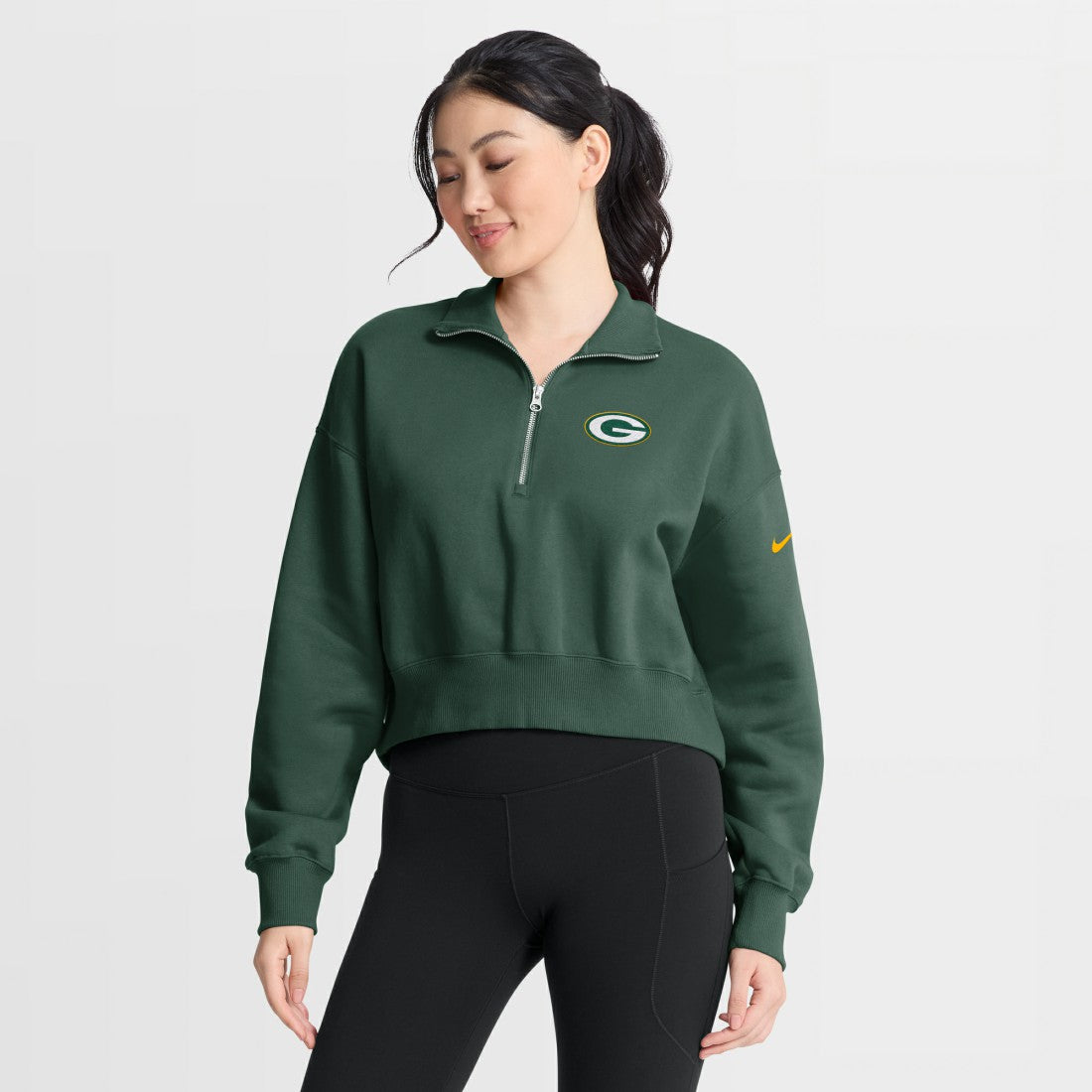 Green Bay Packers Women's Phoenix Fleece Quarter-Zip Sweatshirt - Green Sweatshirts