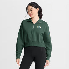 Green Bay Packers Women's Phoenix Fleece Quarter-Zip Sweatshirt - Green Sweatshirts