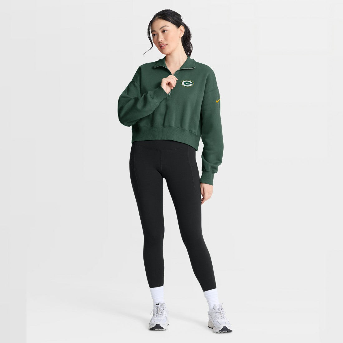 Green Bay Packers Women's Phoenix Fleece Quarter-Zip Sweatshirt - Green Sweatshirts