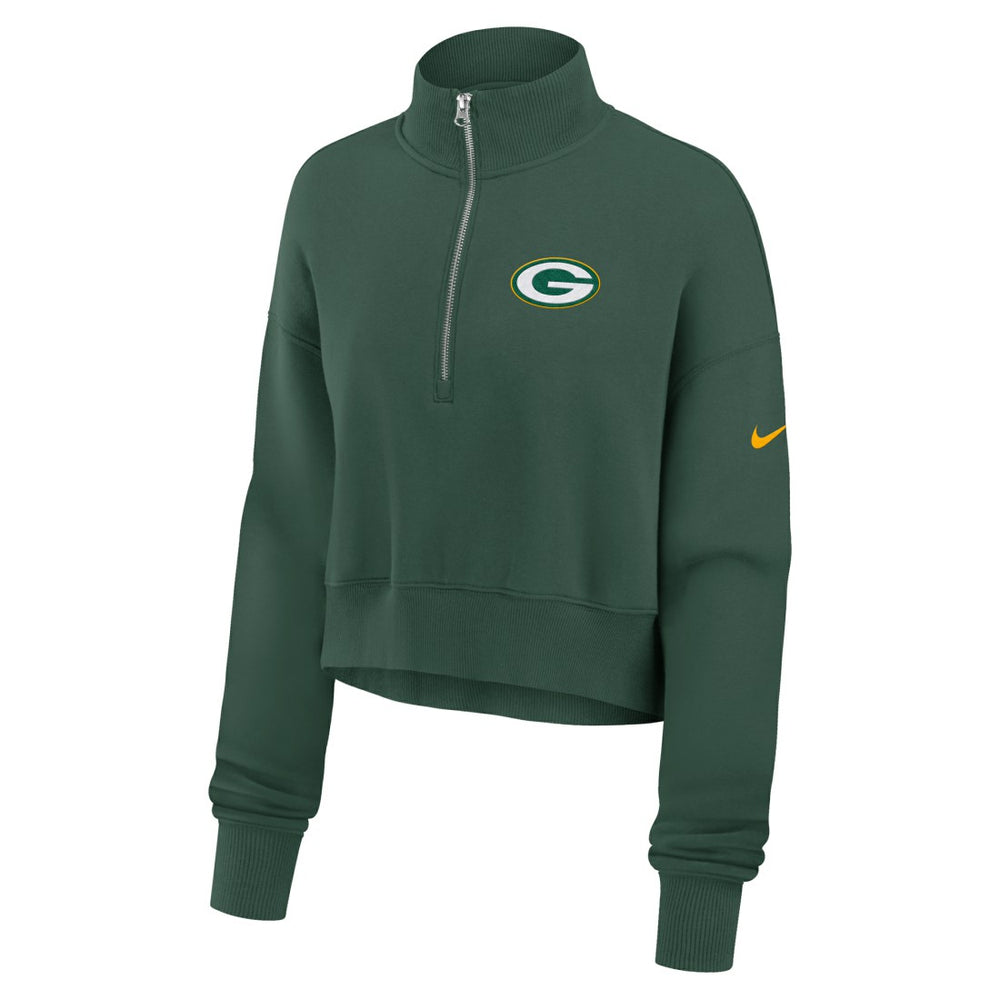 Green Bay Packers Women's Phoenix Fleece Quarter-Zip Sweatshirt - Green Sweatshirts