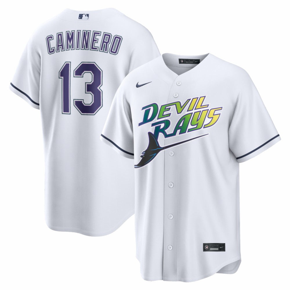 Junior Caminero Tampa Bay Rays Nike Alternate 2 Replica Jersey - White Jerseys