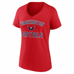Washington Capitals Logo Athletic Women's Arch Victory V-Neck T-Shirt - Red | US 2001552665
