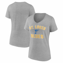 St. Louis Blues Logo Athletic Women's Arch Victory V-Neck T-Shirt - Heather Gray | US 2001552671