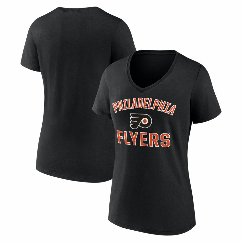 Philadelphia Flyers Logo Athletic Women's Arch Victory V-Neck T-Shirt - Black | US 2001552675