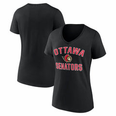 Ottawa Senators Logo Athletic Women's Arch Victory V-Neck T-Shirt - Black | US 2001552676