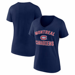 Montreal Canadiens Logo Athletic Women's Arch Victory V-Neck T-Shirt - Navy | US 2001552681