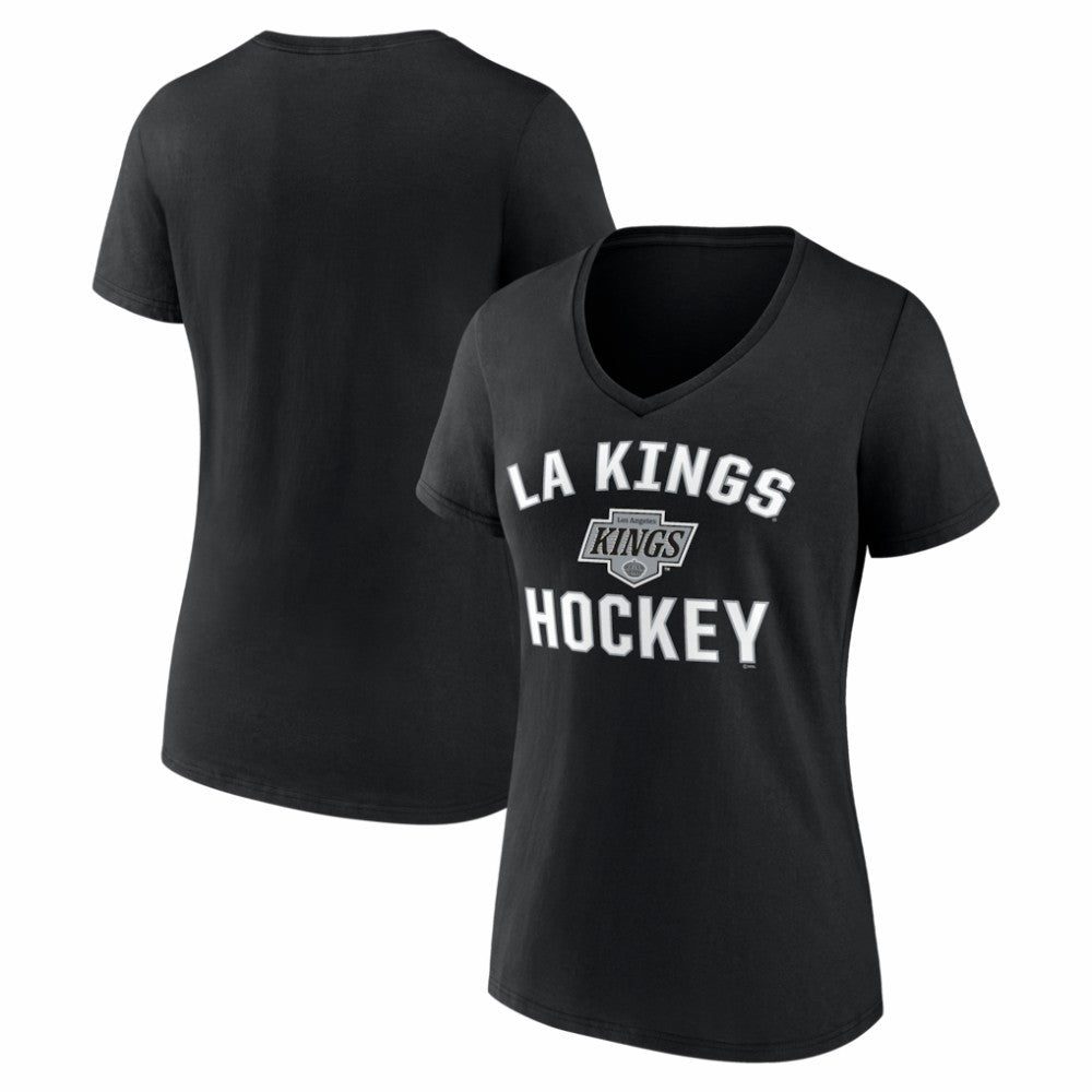 Los Angeles Kings Logo Athletic Women's Arch Victory V-Neck T-Shirt - Black | US 2001552683