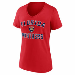 Florida Panthers Logo Athletic Women's Arch Victory V-Neck T-Shirt - Red | US 2001552684