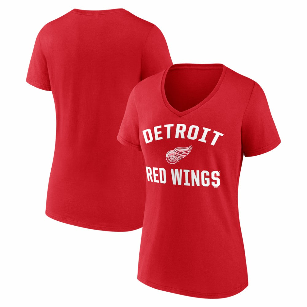 Detroit Red Wings Logo Athletic Women's Arch Victory V-Neck T-Shirt - Red | US 2001552686